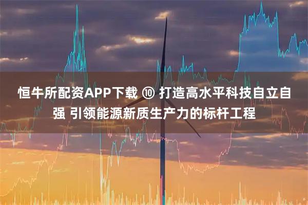 恒牛所配资APP下载 ⑩ 打造高水平科技自立自强 引领能源新质生产力的标杆工程