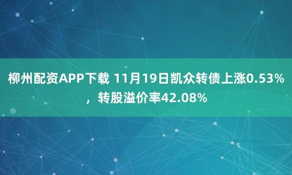 柳州配资APP下载 11月19日凯众转债上涨0.53%，转股溢价率42.08%